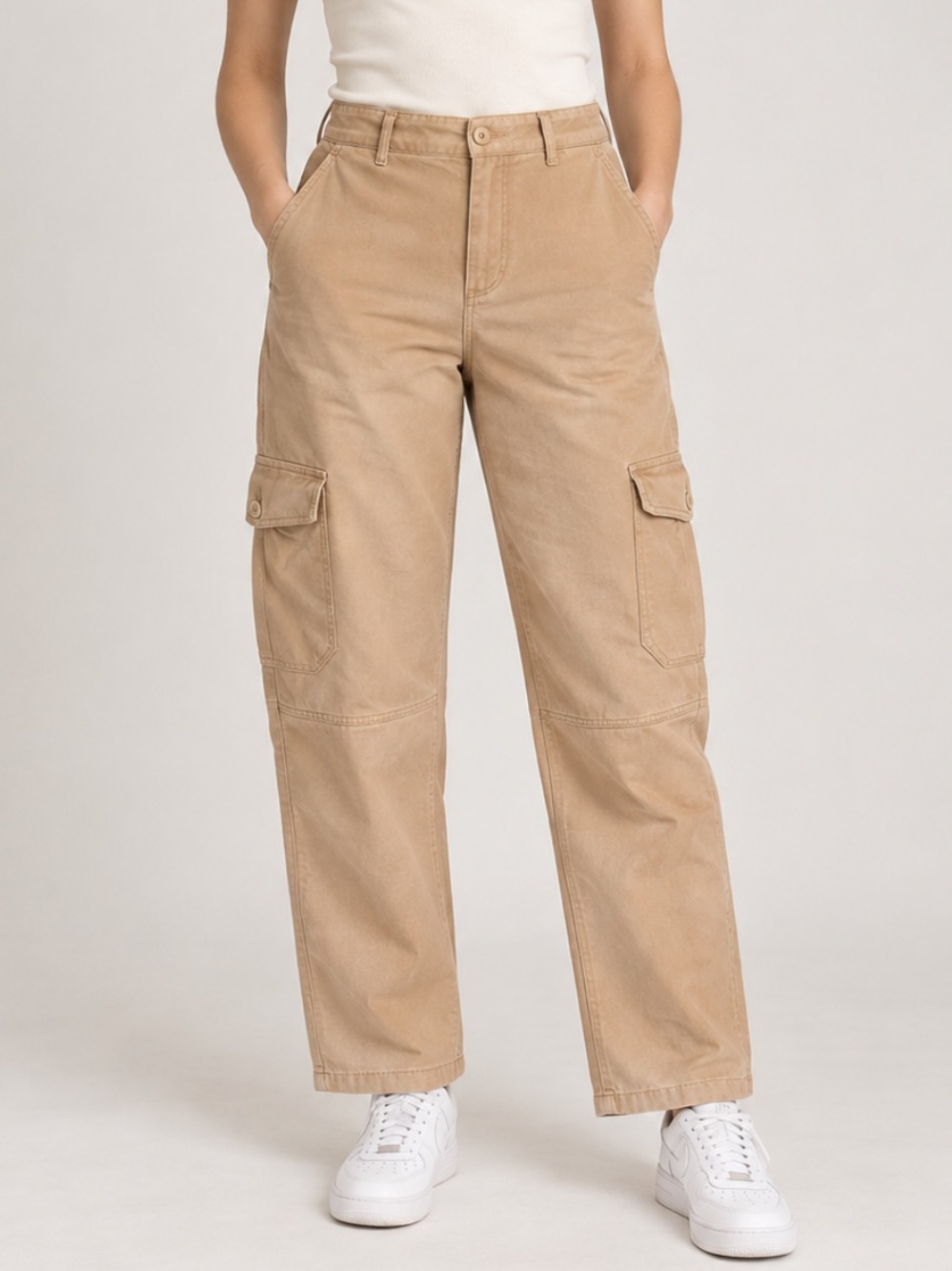 Aritzia Wilfred Free Tan Cargo Pants Straight Leg Size 6 40031